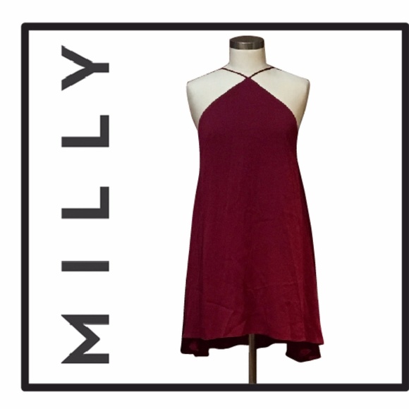 Milly Dresses & Skirts - NWT { Milly } Stretch Silk Cascade Halter Dress